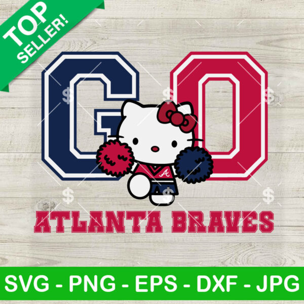 Hello Kitty Go Braves SVG, Atlanta Braves Baseball Team SVG, Kawaii MLB Cheerleader SVG PNG DXF EPS