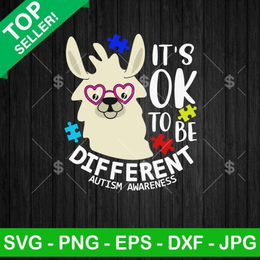 Cute Llama It's Ok To Be Different SVG