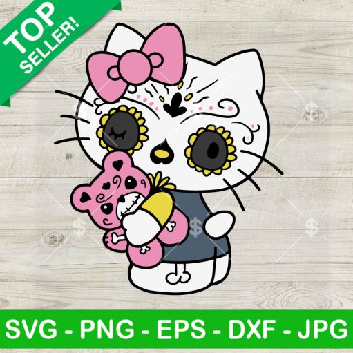 Hello Kitty Dia De Los Muertos Svg