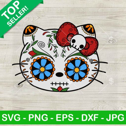 Hello Kitty Mexican Day Of The Dead Svg