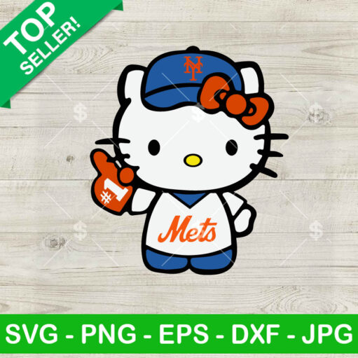 Hello Kitty New York Mets Baseball Fan Svg