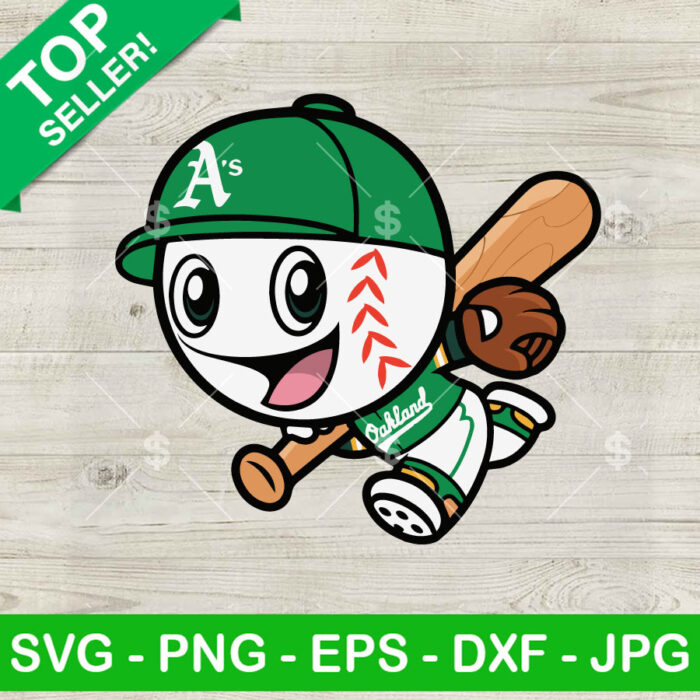 Cute Oakland Athletics Baseball Boy SVG, Oakland Athletics MLB SVG PNG DXF EPS