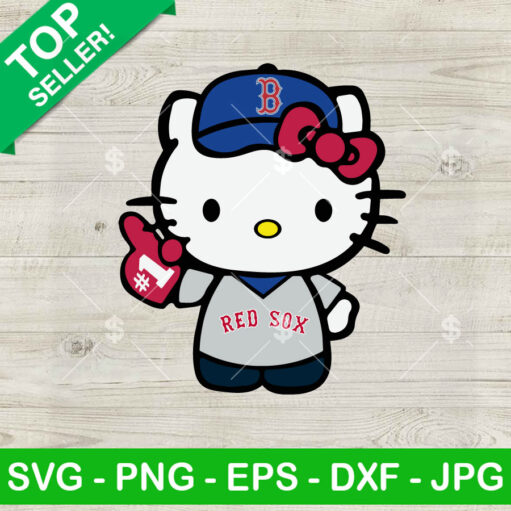 Hello Kitty Boston Red Sox Baseball Fan SVG