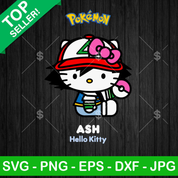Pokemon Ash Hello Kitty SVG, Hello Kitty SVG, Ash Pokemon Characters SVG PNG DXF EPS Design