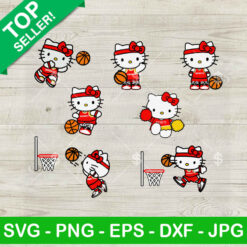 Hello Kitty Playing Basketball SVG Bundle, Basketball Cheerleader SVG PNG DXF EPS