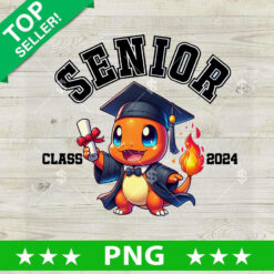 Charmander Pokemon Graduation PNG, Charmander Senior Sublimation transfer PNG, Pokemon End Of School PNG Design