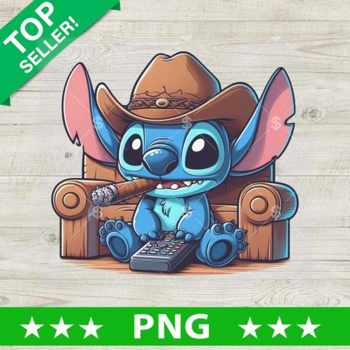 Funny Stitch Smoking Weed PNG