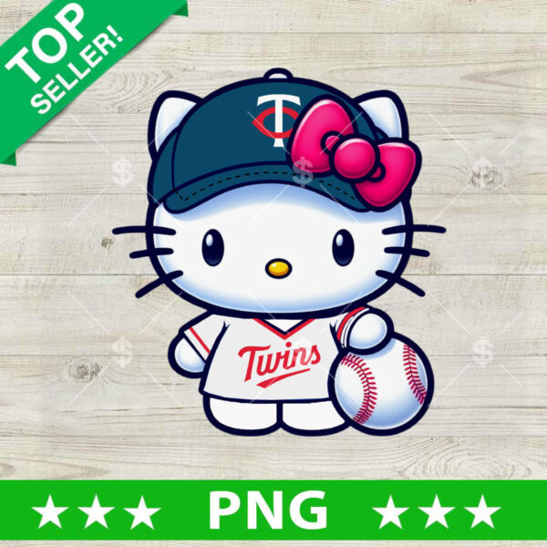 Hello Kitty Minnesota Twins Baseball PNG, Minnesota Twins Sublimation transfer PNG, Hello Kitty MLB PNG Design