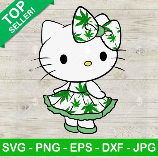 Funny Hello Kitty In Weed Leaf Suit SVG