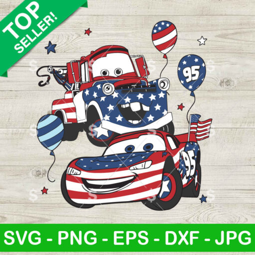 Lightning Mcqueen Car 4Th Of July Svg