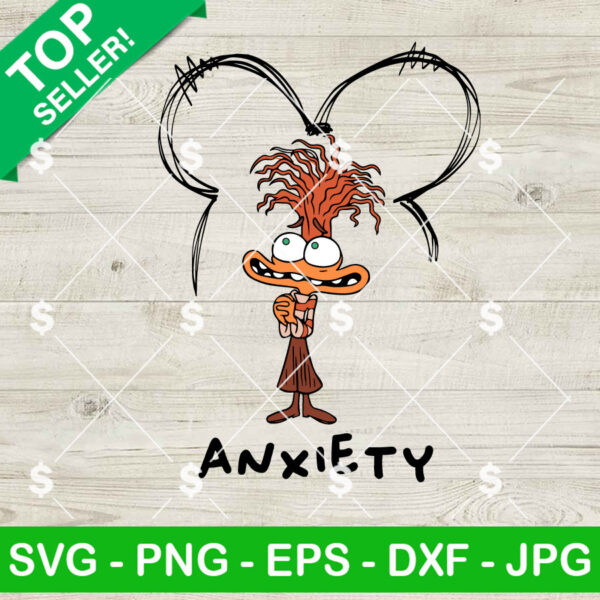 Anxiety Inside Out 2 Mickey Mouse Ears SVG