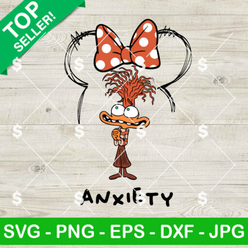 Anxiety Inside Out 2 Minnie Mouse Ears Svg