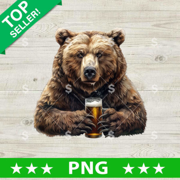 Bear Drink Beer PNG, Drink Beer funny Sublimation transfer PNG