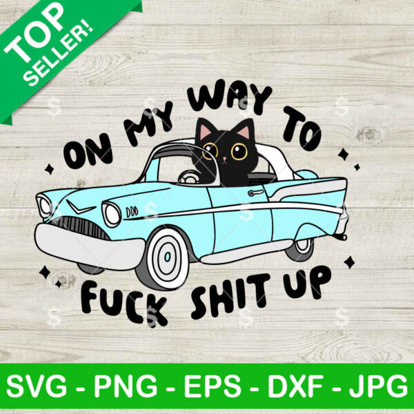 Black Cat On My Way To Fuck Shit Up SVG, Retro Car And Cat SVG, Cat Get in Loser SVG Cricut