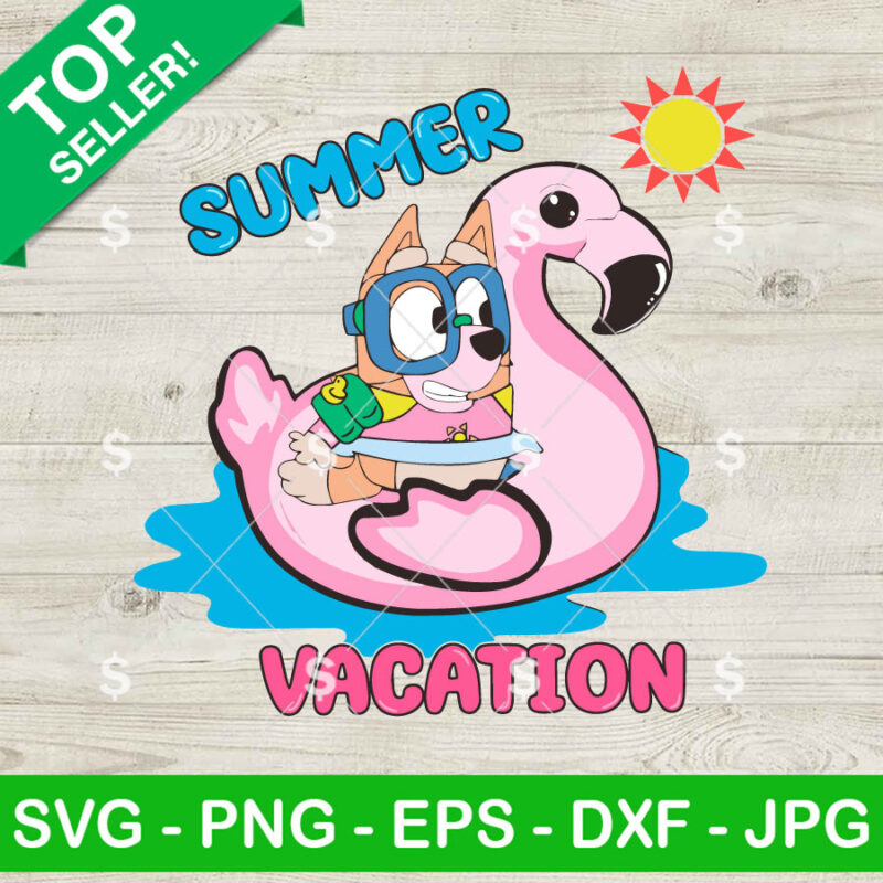 Bluey Bingo Summer Vacation SVG, Bluey Summer Vibes SVG, Bluey Cartoon PNG SVG Cricut