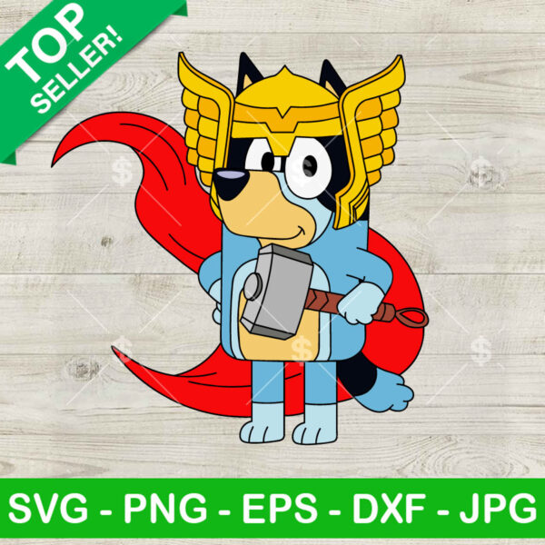 Bluey Thor Superhero SVG, Bluey Avengers SVG, Bluey Hero SVG PNG DXF Cricut
