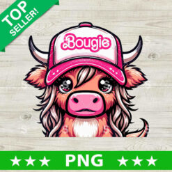 Boujee Highland Cow PNG, Pink Highland Cow Sublimation transfer PNG