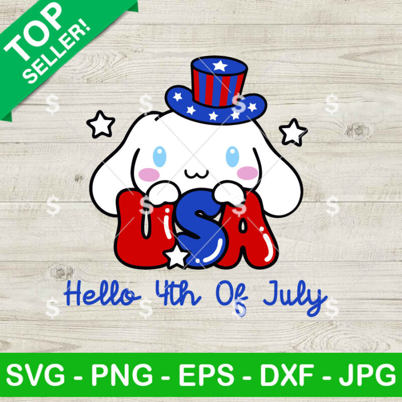 Cinnamoroll Hello 4th Of July SVG, Cinnamoroll Sanrio SVG, 4th Of July SVG Cricut