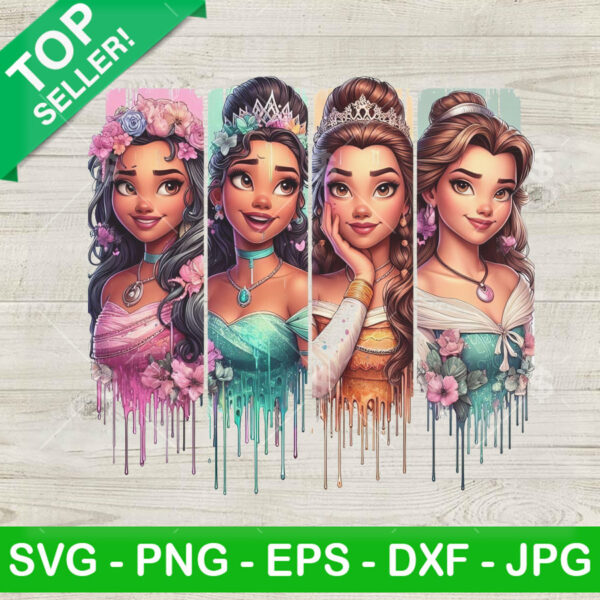 Disney Princess Canvas Drawing Color PNG, Disney Princess Sublimation transfer PNG