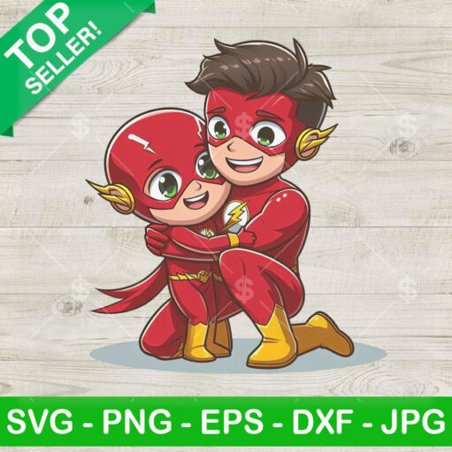 Flash Superheroes Dad And Son Png