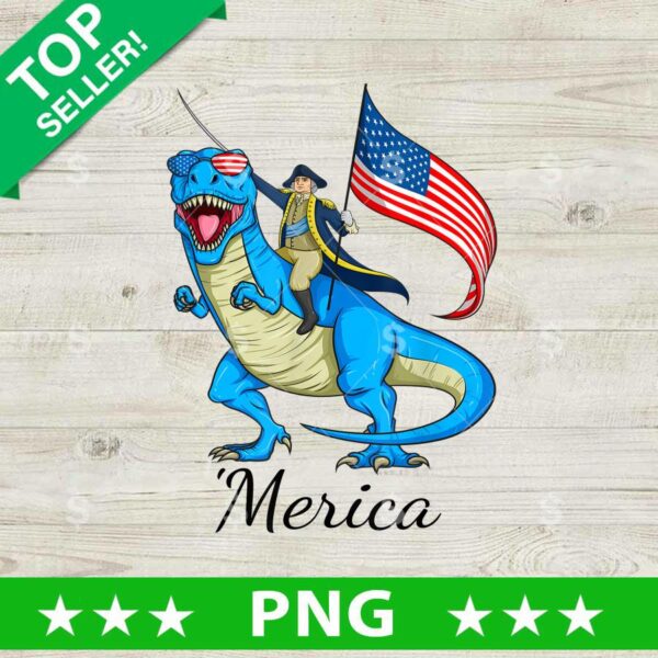 George Washington Riding T Rex PNG, 4th of july PNG
