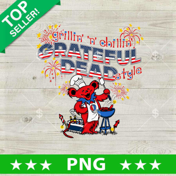 Grillin N Chillin Grateful Dead Style PNG, Grateful Dead Grilling Sublimation transfer PNG