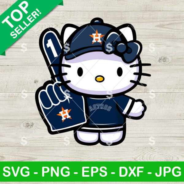 Hello Kitty Astros Baseball Fan SVG, Houston Astros Baseball SVG, Kitty Astros MLB SVG PNG Cricut