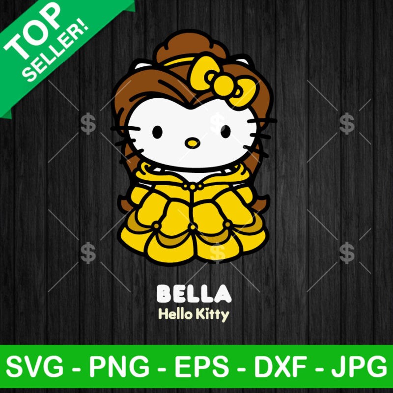 Hello Kitty Belle Princess SVG, Belle Princess Cat SVG, Kitty X Belle