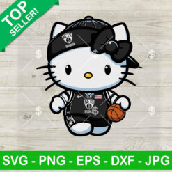 Hello Kitty Brooklyn Nets Basketball SVG, Kitty Brooklyn Nets NBA Team SVG, Kawaii Kitty Basketball SVG PNG Cut files
