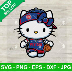 Hello Kitty Detroit Pistons Basketball SVG, Kitty Detroit Pistons NBA Team SVG, Kawaii Kitty Basketball SVG PNG Cut files