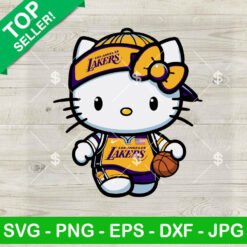 Hello Kitty Los Angeles Lakers NBA SVG, Kitty LA Lakers NBA Team SVG, Lakers Basketball SVG PNG Cut files