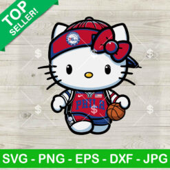 Hello Kitty Philadelphia 76ers Basketball SVG, Kitty Philadelphia 76ers NBA Team SVG, Kawaii Kitty Basketball SVG PNG Cut files
