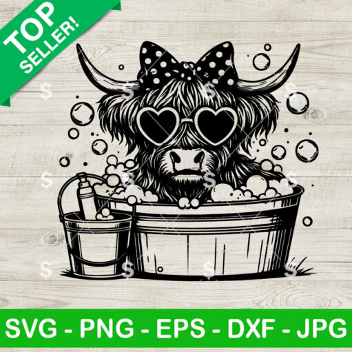 Highland Cow Bubble Bath Svg