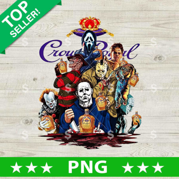 Horror Movie Characters Crown Royal PNG, Horror Characters Drink Wine PNG