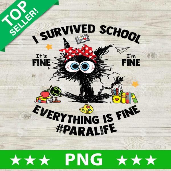 I Survived School Everything is Fine PNG, Back to School Sublimation transfer PNG