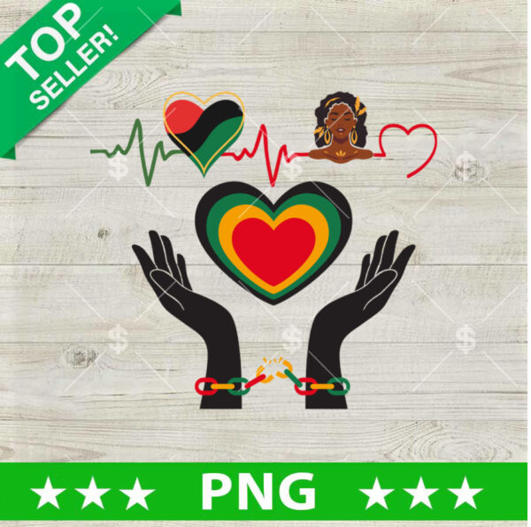 Juneteenth Black Woman Heartbeat PNG, Juneteenth Heart Sublimation transfer PNG