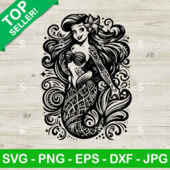 Mandala Ariel Princess SVG, Zentage Disney Ariel Princess SVG, Ariel The Little Mermaid SVG Cricut