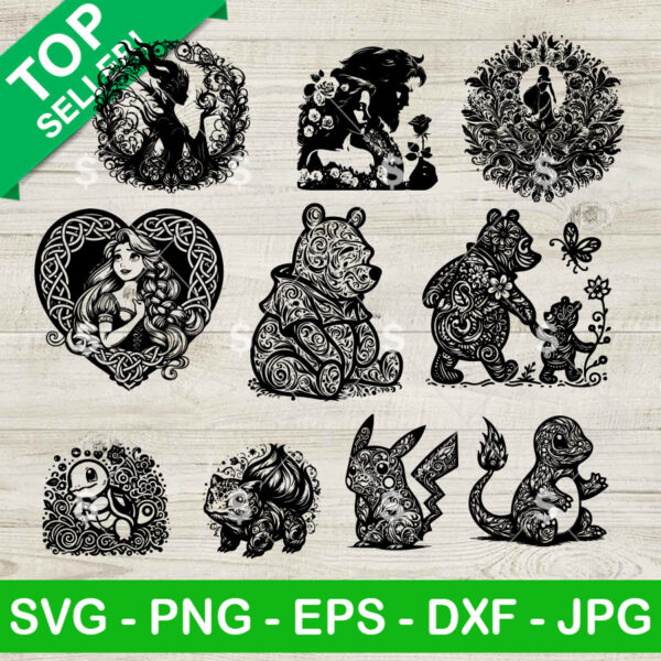 Mandala Disney Princess SVG Bundle