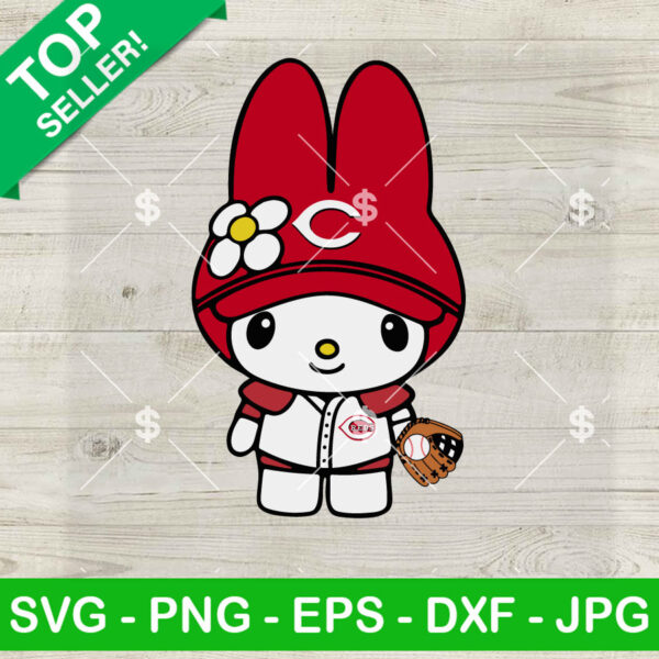 My Melody Cincinnati Reds Baseball SVG, My Melody Baseball Fan SVG, Cincinnati Reds SVG Cricut