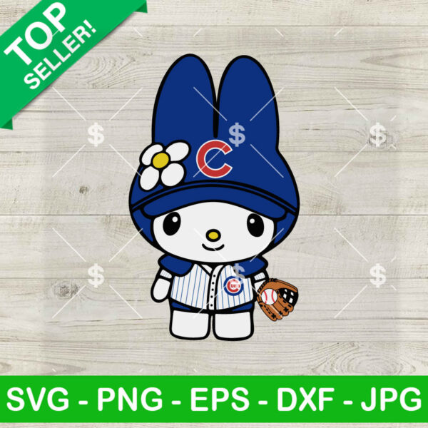 My Melody Kitty Chicago Cubs MLB SVG, My Melody Baseball Fan SVG, Chicago Cubs MLB SVG Cricut