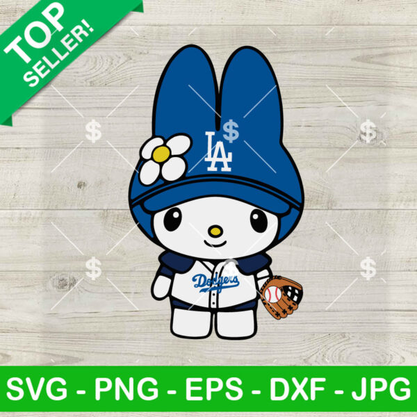 My Melody Kitty LA Dodgers Baseball SVG, My Melody Baseball Fan SVG, LA Dodgers MLB SVG Cricut