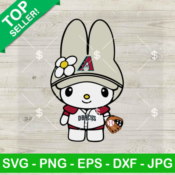 My Melody Sanrio Arizona Diamondbacks SVG, My Melody MLB Fan SVG, Diamondbacks SVG Cricut