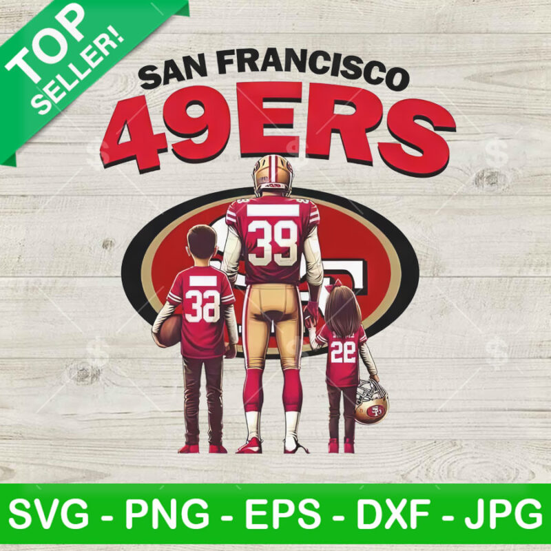 Sanfrancisco 49ers Dad And 2 Child PNG, Sanfrancisco 49ers Dad Sublimation transfer PNG