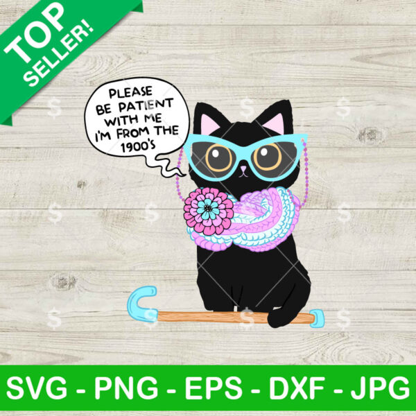 Black Cat Please Be Patient With Me I'm From 1990's SVG, Funny Black Cat 1990s SVG Cricut