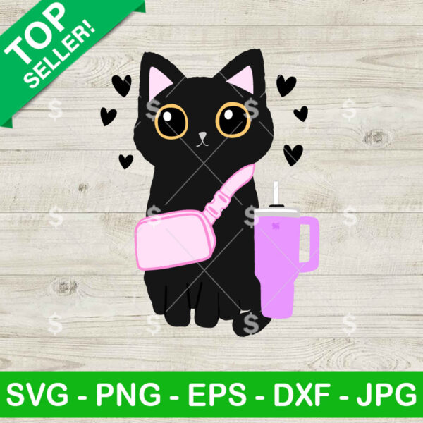 Black Cat Belt Bag Stanley Cup SVG