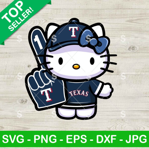 Hello Kitty Texas Rangers Baseball Fan SVG, Texas Rangers Baseball SVG, Kitty Cat MLB SVG PNG Cricut