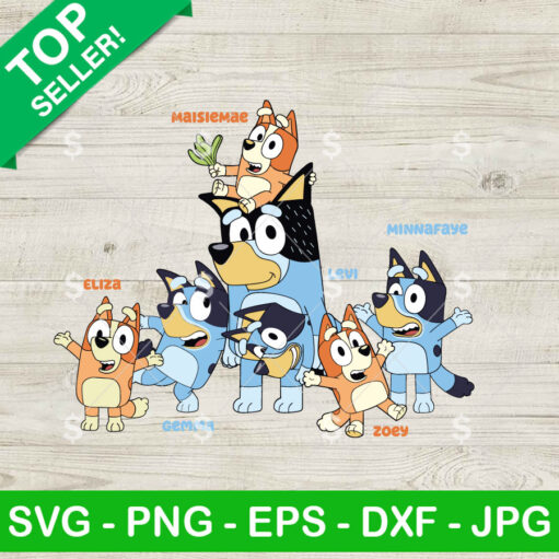 Bluey Dad And Family Svg