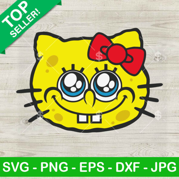 Hello Kitty Spongebob SVG, Kitty Face SVG, Spongebob And Hello Kitty SVG PNG Cut files