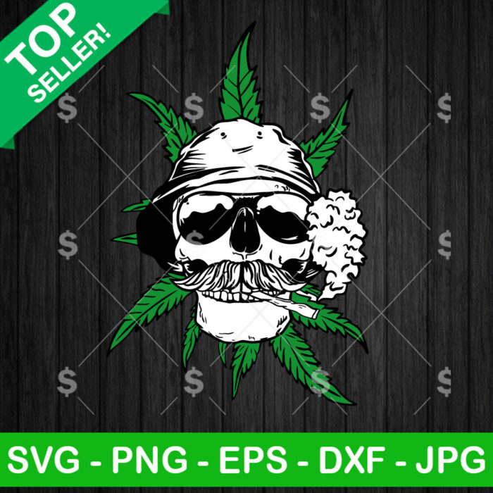 Skull Beard Smoking Cannabis SVG
