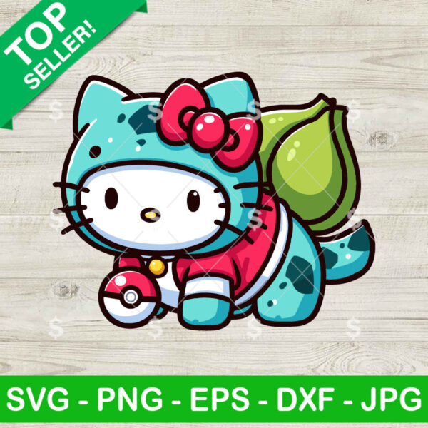 Hello Kitty Bulbasaur Pokemon SVG, Bulbasaur Pokemon SVG, Kitty Cat Pokemon SVG PNG Cricut